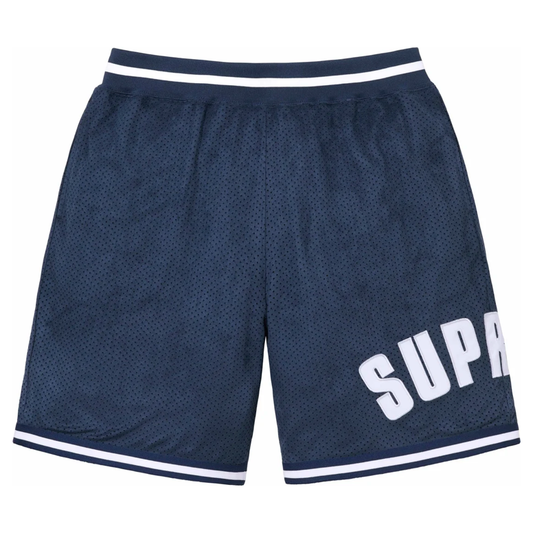 SUPREME ULTRASUEDE MESH SHORT NAVY by Supreme in Shorts. Available at KershKicks for £200.00. A must-have for fans of Supreme looking to elevate their style with this Shorts.