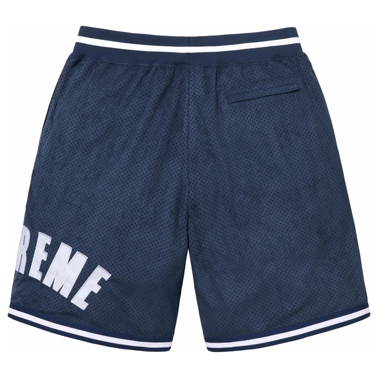 SUPREME ULTRASUEDE MESH SHORT NAVY by Supreme in Shorts. Available at KershKicks for £200.00. A must-have for fans of Supreme looking to elevate their style with this Shorts.