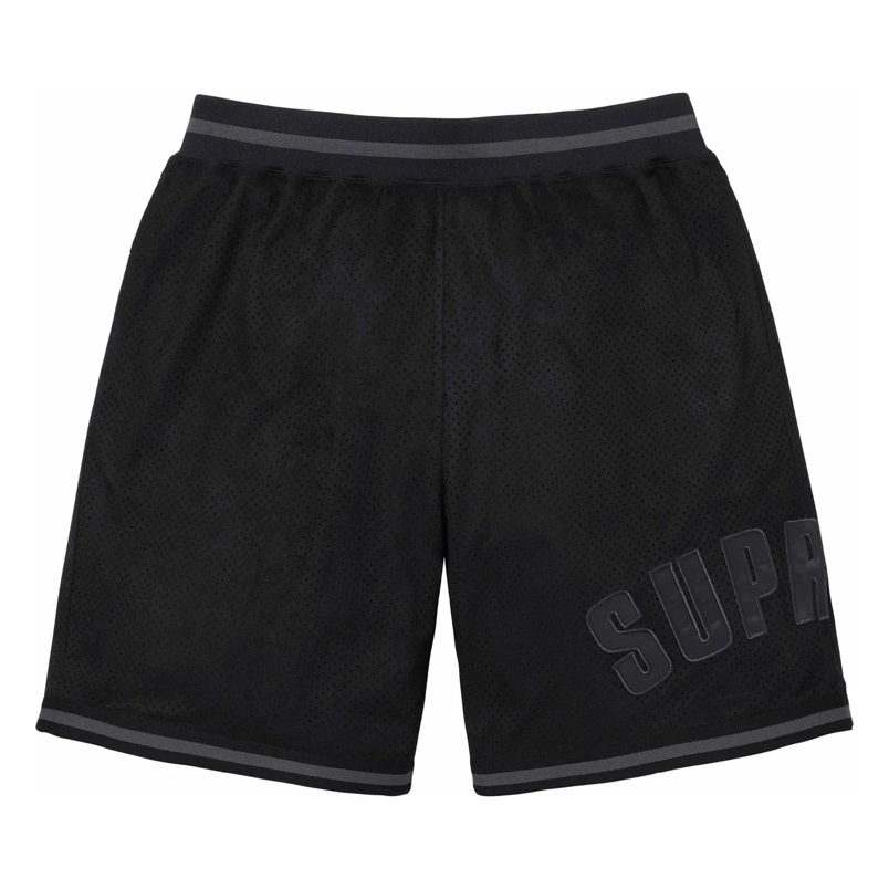SUPREME ULTRASUEDE MESH SHORT BLACK by Supreme in Shorts. Available at KershKicks for £200.00. A must-have for fans of Supreme looking to elevate their style with this Shorts.