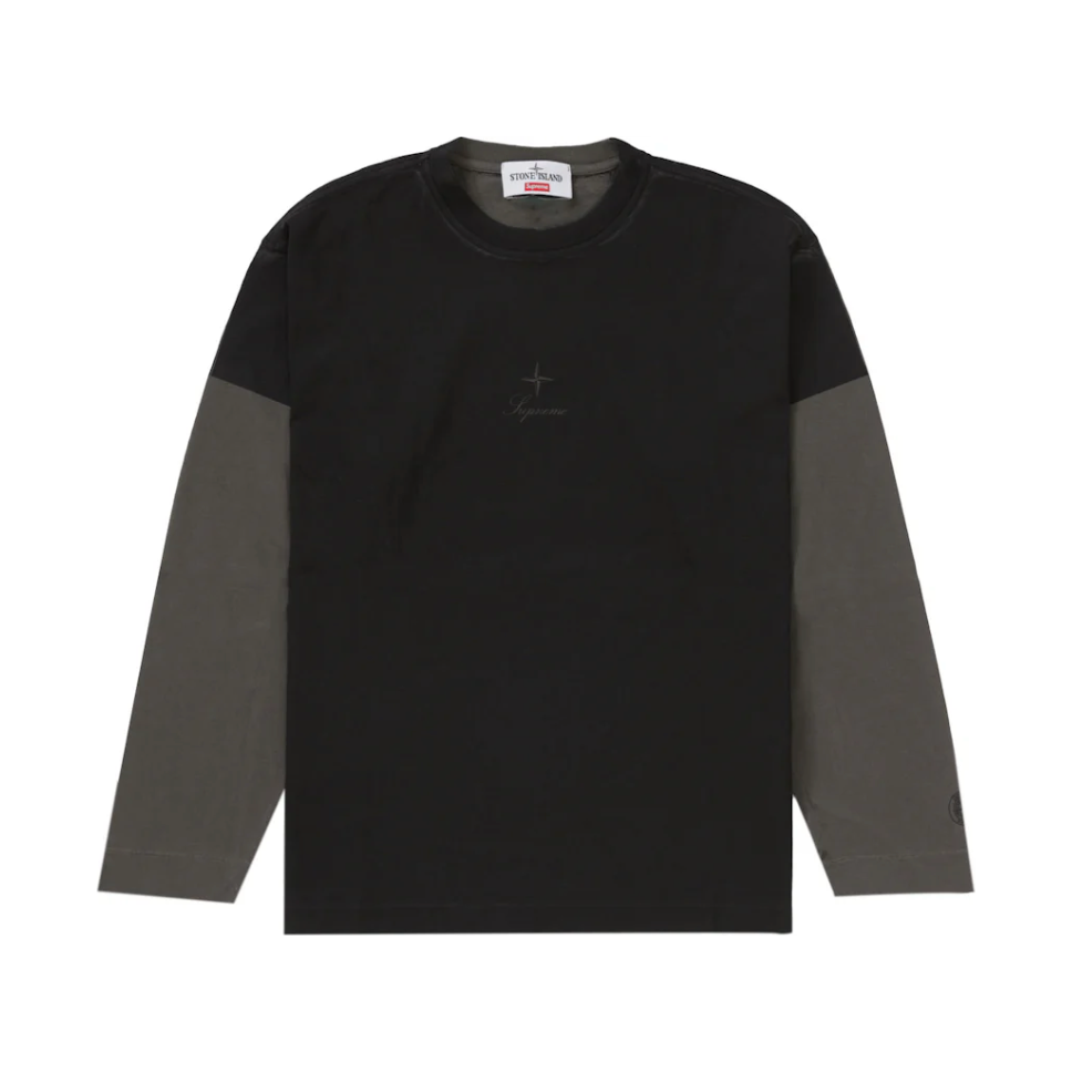 Supreme Stone Island L/S Top Black by Supreme in . Available at KershKicks for £193.50. A must-have for fans of Supreme looking to elevate their style with this T-Shirt.