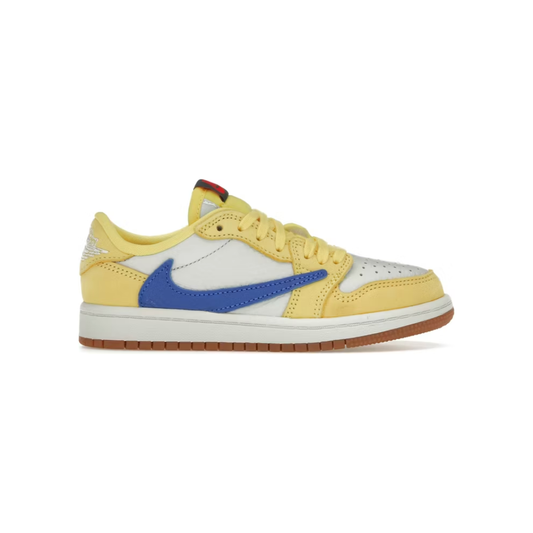 Jordan 1 Retro Low OG SP Travis Scott Canary (PS) by Jordan's in Shoes. Available at KershKicks for £135.00. A must-have for fans of Jordan's looking to elevate their style with this Kids Trainers.