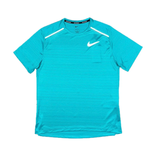 Nike DRI-FIT Miler Running T shirt Aqua Blue by Nike in . Available at KershKicks for £37.00. A must-have for fans of Nike looking to elevate their style with this Activewear.