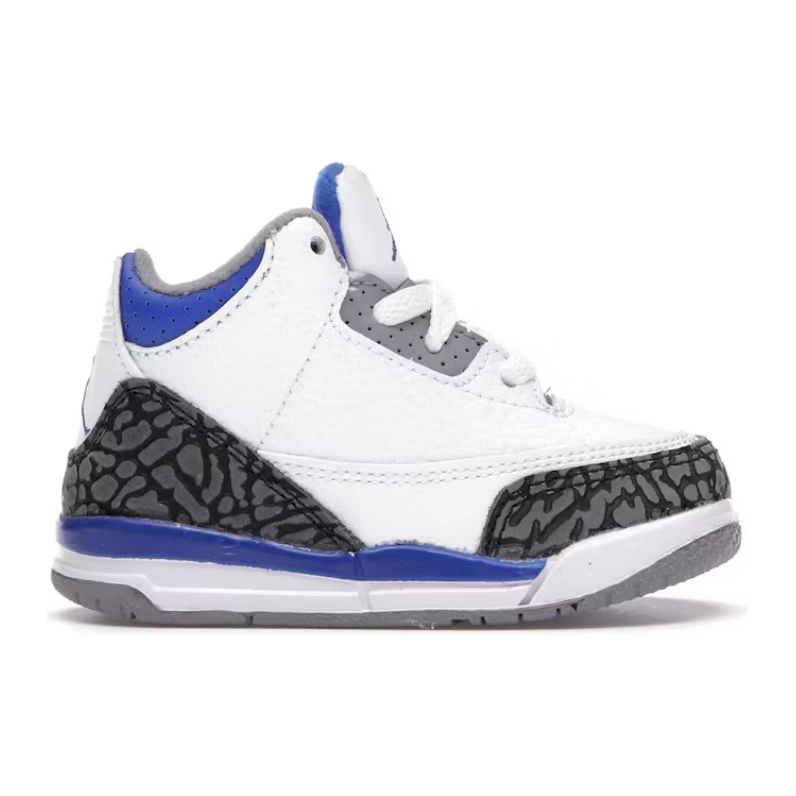 Jordan 3 Retro Racer Blue (TD) by Nike in Uncategorized. Available at KershKicks for £65.00. A must-have for fans of Nike looking to elevate their style with this Kids Trainers.