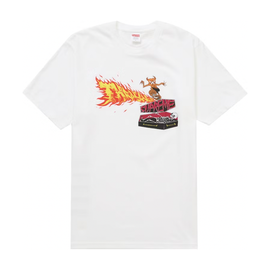 Supreme Thrasher Back Tail Tee White by Supreme in Uncategorized. Available at KershKicks for £85.00. A must-have for fans of Supreme looking to elevate their style with this T-Shirt.