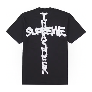 Supreme Thrasher Cross Tee Black by Supreme in Uncategorized. Available at KershKicks for £85.00. A must-have for fans of Supreme looking to elevate their style with this T-Shirt.
