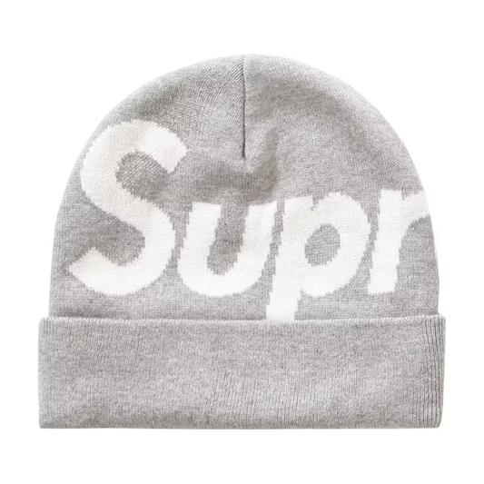 Supreme Big Logo Beanie  Heather Grey