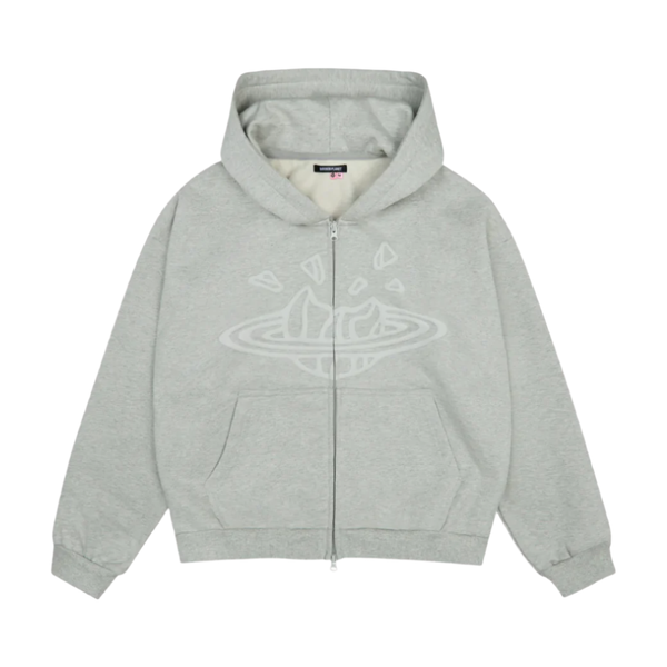 Broken Planet Market Zip Up Hoodie Ash Heather Grey | Broken