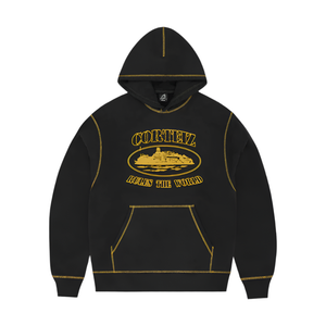 Corteiz Alcatraz Contrast Hoodie Black Yellow | Corteiz | KershKicks