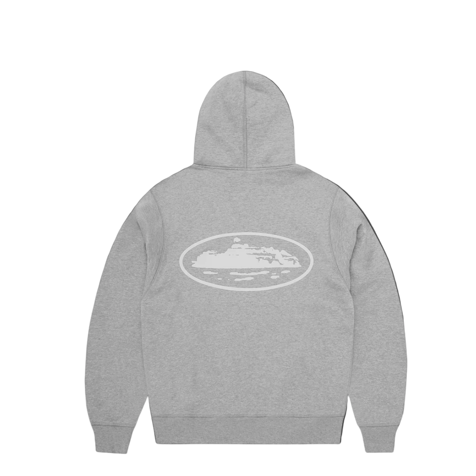 Corteiz Island Puff Print Zip Up Heather Grey