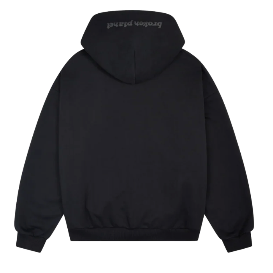 BROKEN PLANET MIDNIGHT BLACK ZIP UP HOODIE