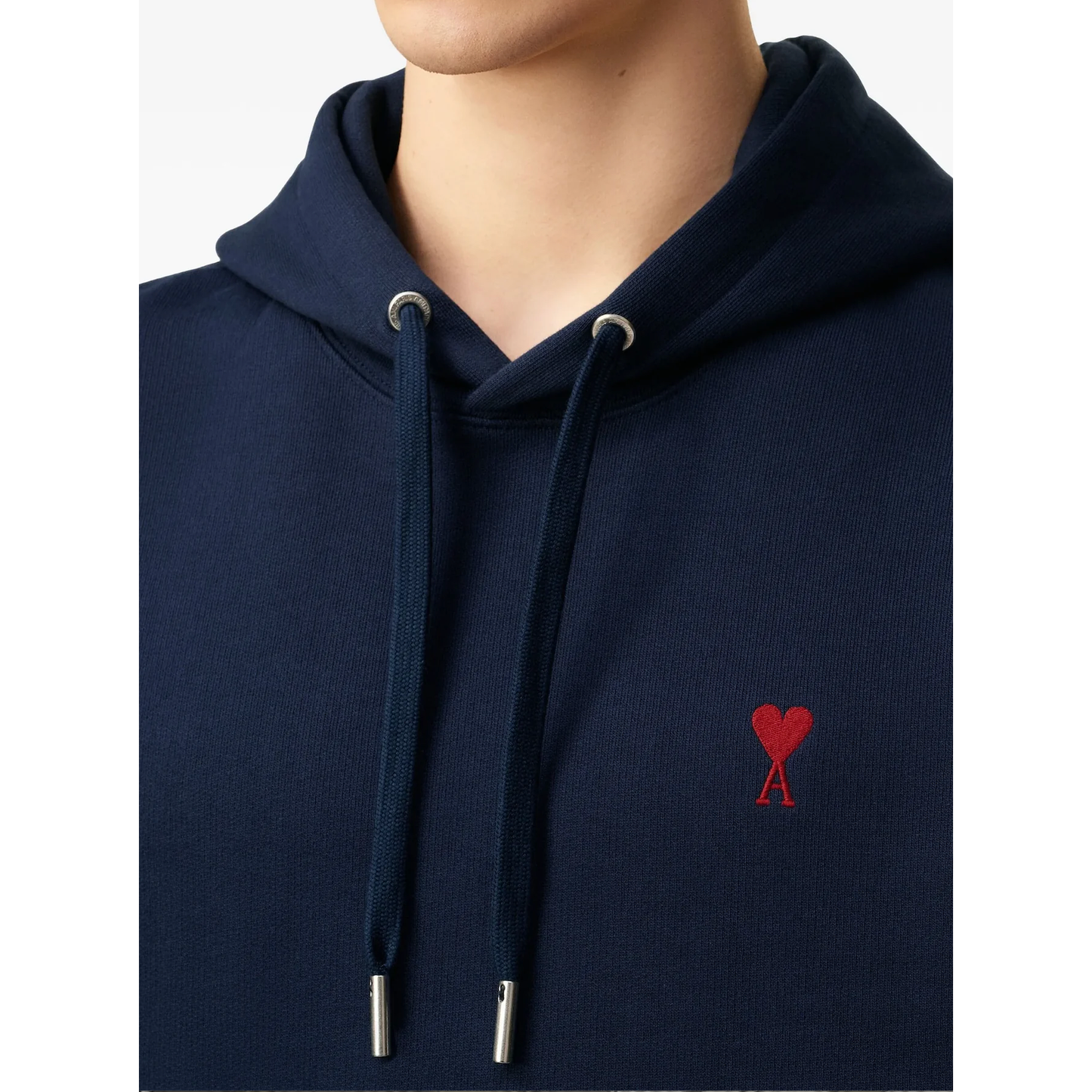 Ami Paris Ami De Coeur Small Logo Hoodie Navy/Red