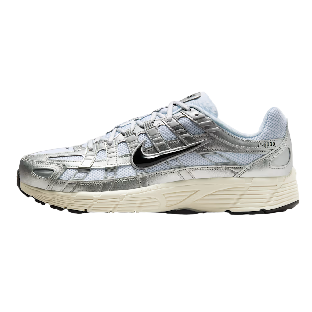 Nike P-6000 White Metallic Silver Flat Silver Black