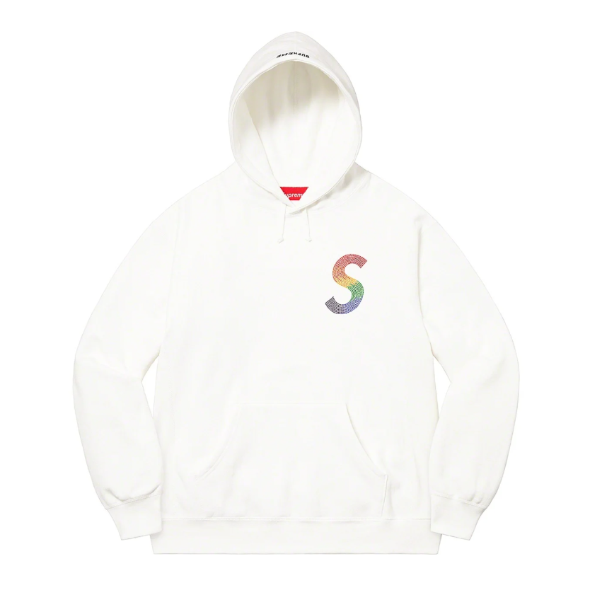 Supreme Swarovski S Logo Hooded Sweatshirt White