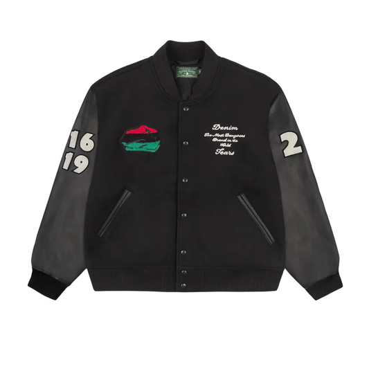 Denim Tears Peace Wreath Varsity Jacket Black