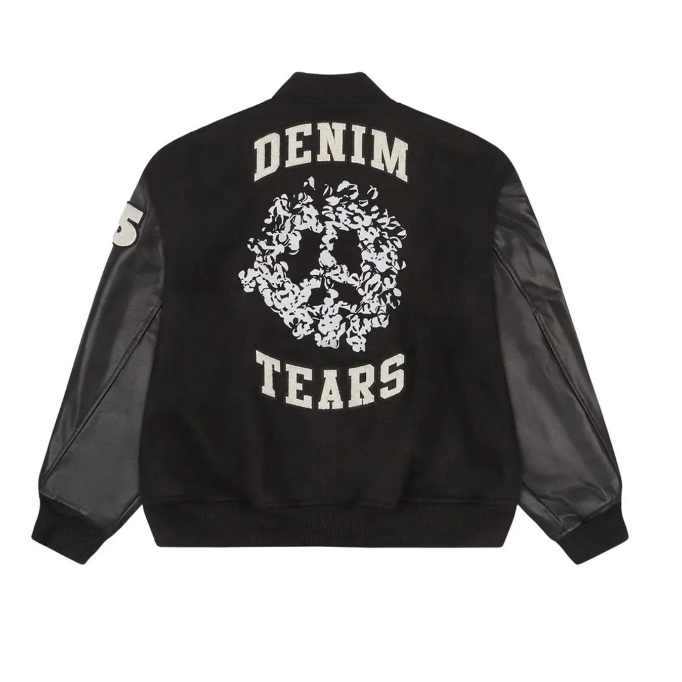 Denim Tears Peace Wreath Varsity Jacket Black