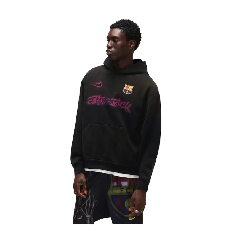 Travis Scott x Nike x FC Barcelona Spray Logo Hoodie Black