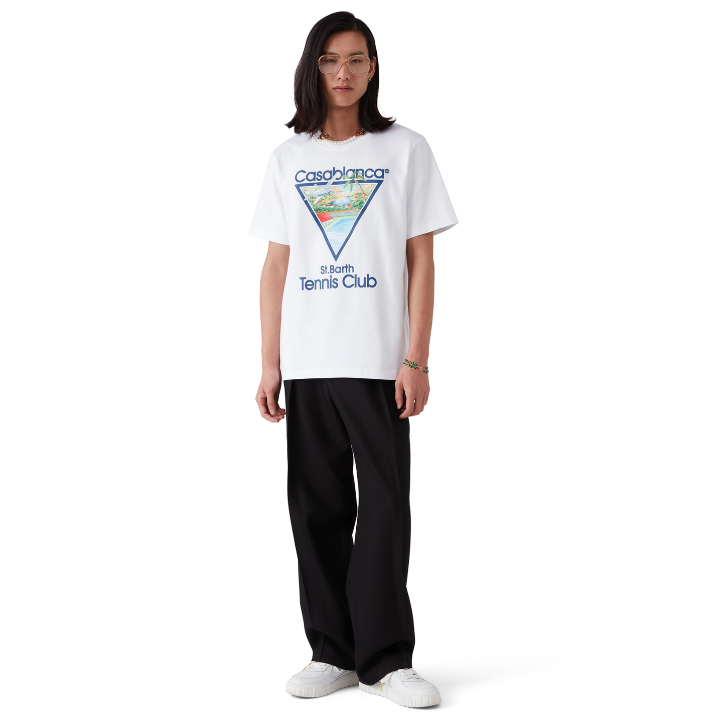 CASABLANCA ST. BARTH TENNIS CLUB ICON SHORT SLEEVE T‑SHIRT WHITE
