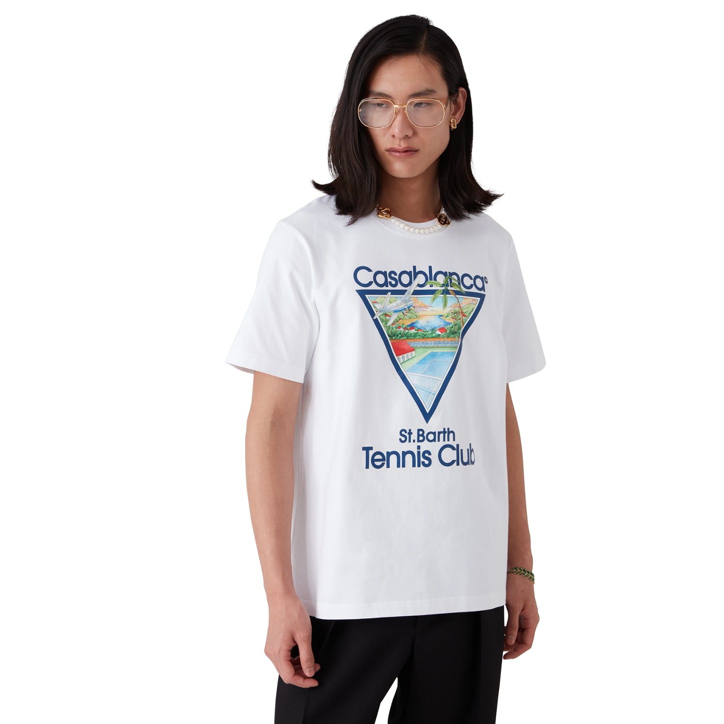 CASABLANCA ST. BARTH TENNIS CLUB ICON SHORT SLEEVE T‑SHIRT WHITE