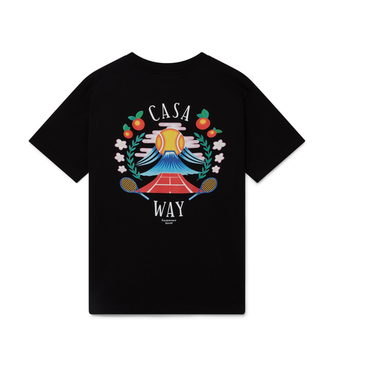 CASABLANCA CASA WAY MOUNTAIN SHORT SLEEVE T‑SHIRT BLACK