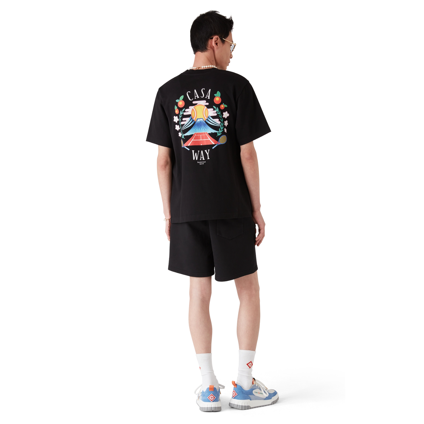 CASABLANCA CASA WAY MOUNTAIN SHORT SLEEVE T‑SHIRT BLACK