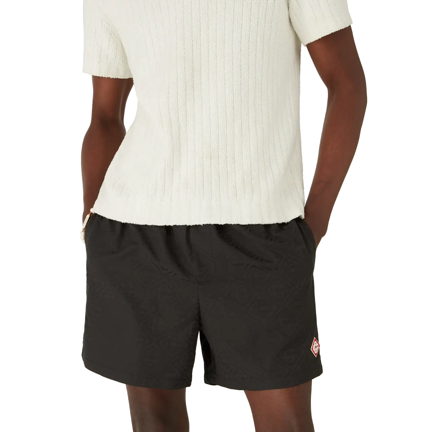 CASABLANCA MONOGRAM JACQUARD SWIM SHORTS BLACK