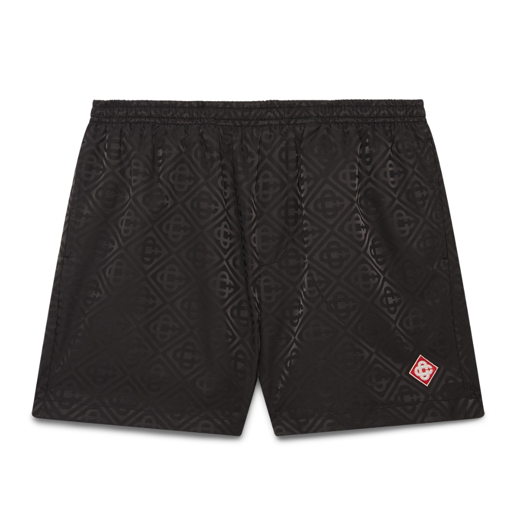 CASABLANCA MONOGRAM JACQUARD SWIM SHORTS BLACK
