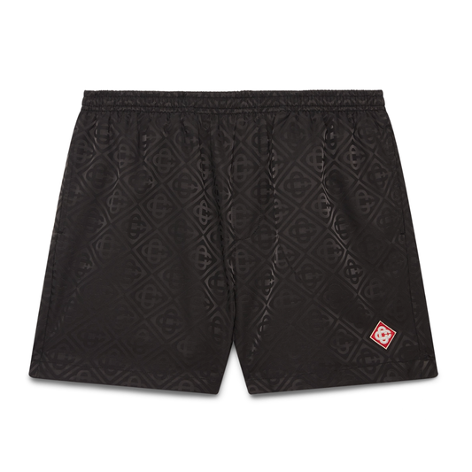 CASABLANCA MONOGRAM JACQUARD SWIM SHORTS BLACK