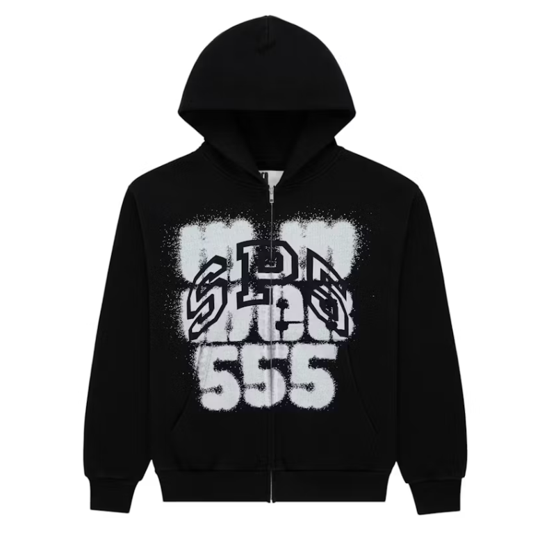 Sp5der SP555 Zip Hoodie Black
