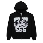 Sp5der SP555 Zip Hoodie Black