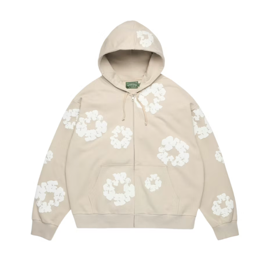 DENIM TEARS COTTON WREATH ZIP HOODIE CREAM