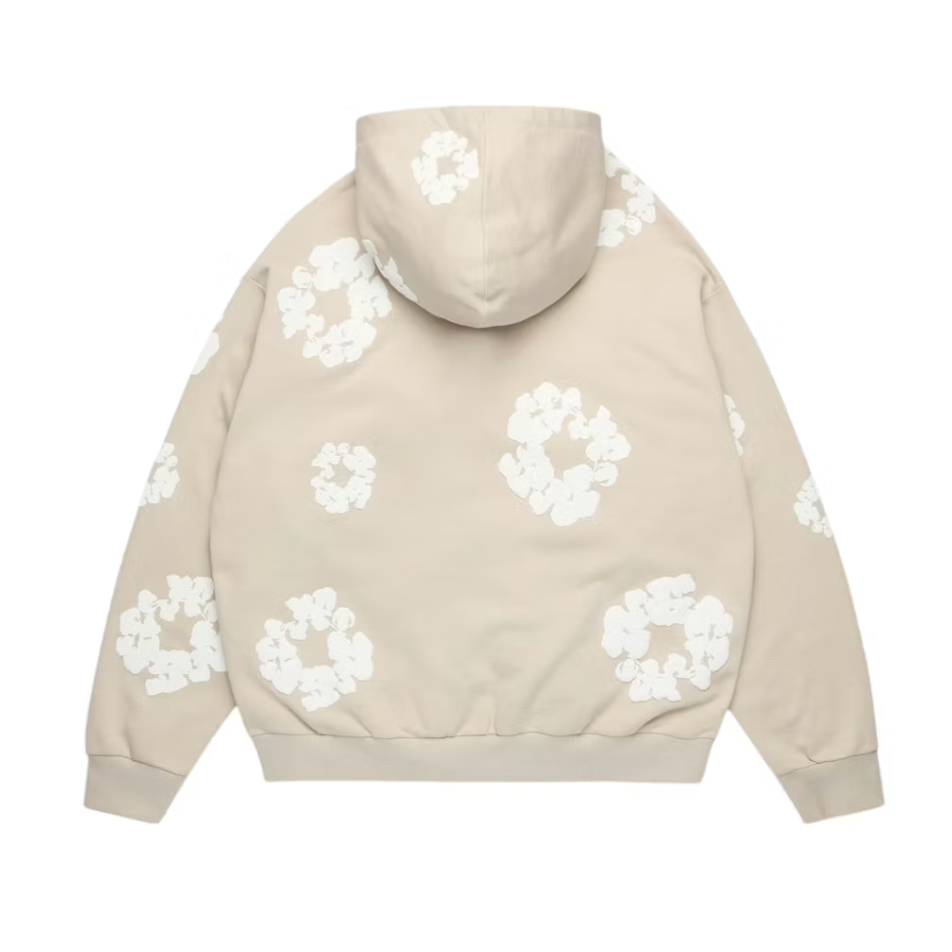 DENIM TEARS COTTON WREATH ZIP HOODIE CREAM
