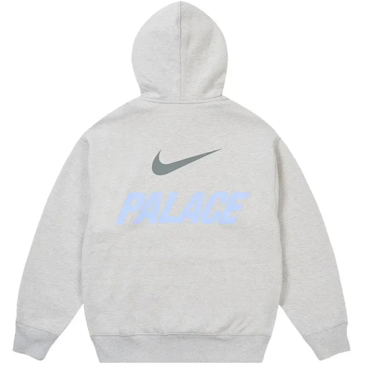 Palace Nike Font Swoosh Hoodie Grey Marl