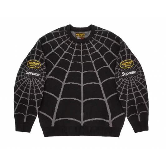 Supreme Vanson Leathers Spider-Man Sweater Black