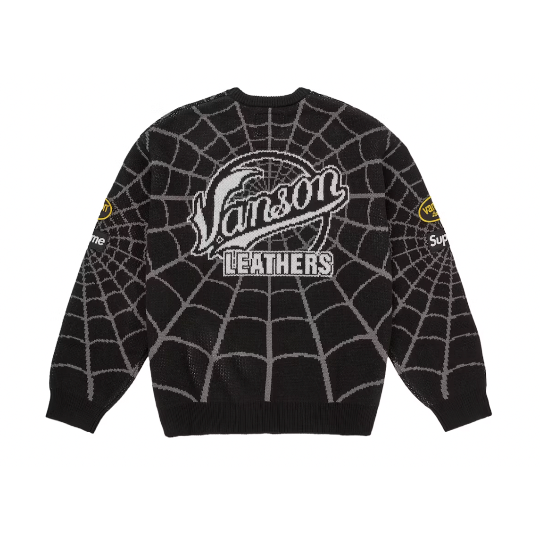 Supreme Vanson Leathers Spider-Man Sweater Black