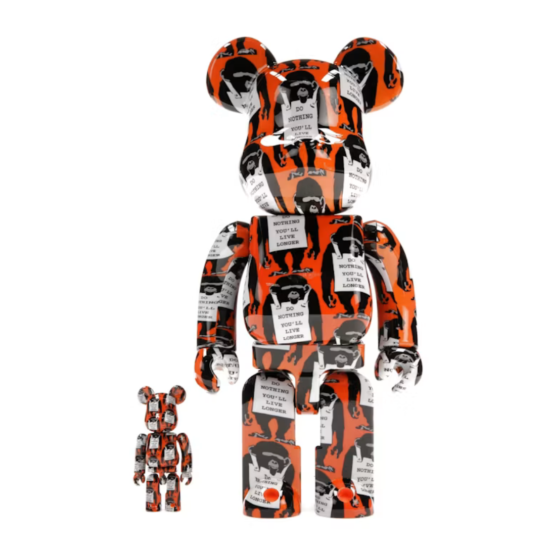Bearbrick Monkey Sign 100% & 400% Set Orange