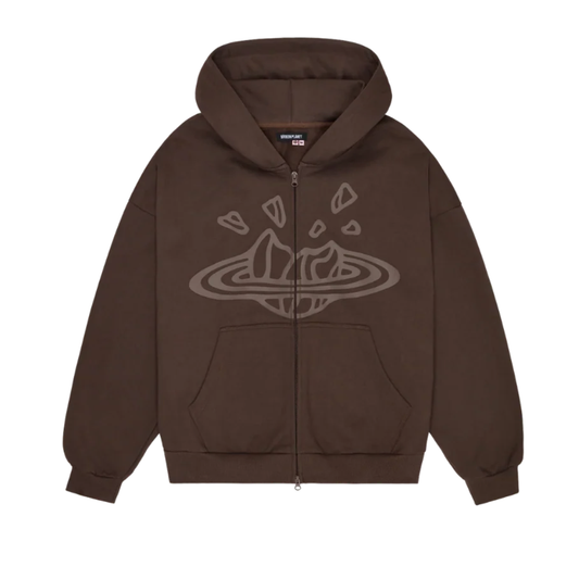 BROKEN PLANET CHOCOLATE BROWN ZIP UP HOODIE