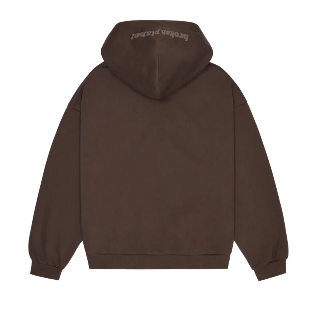 BROKEN PLANET CHOCOLATE BROWN ZIP UP HOODIE