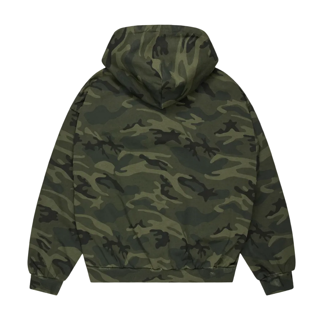 Broken Planet Star Logo Zip Up Hoodie Green Camo