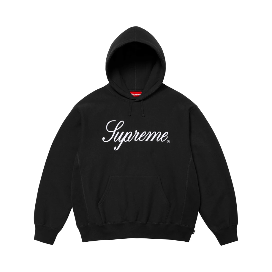 Supreme Embroidered Script Hooded Sweatshirt Black | Supreme