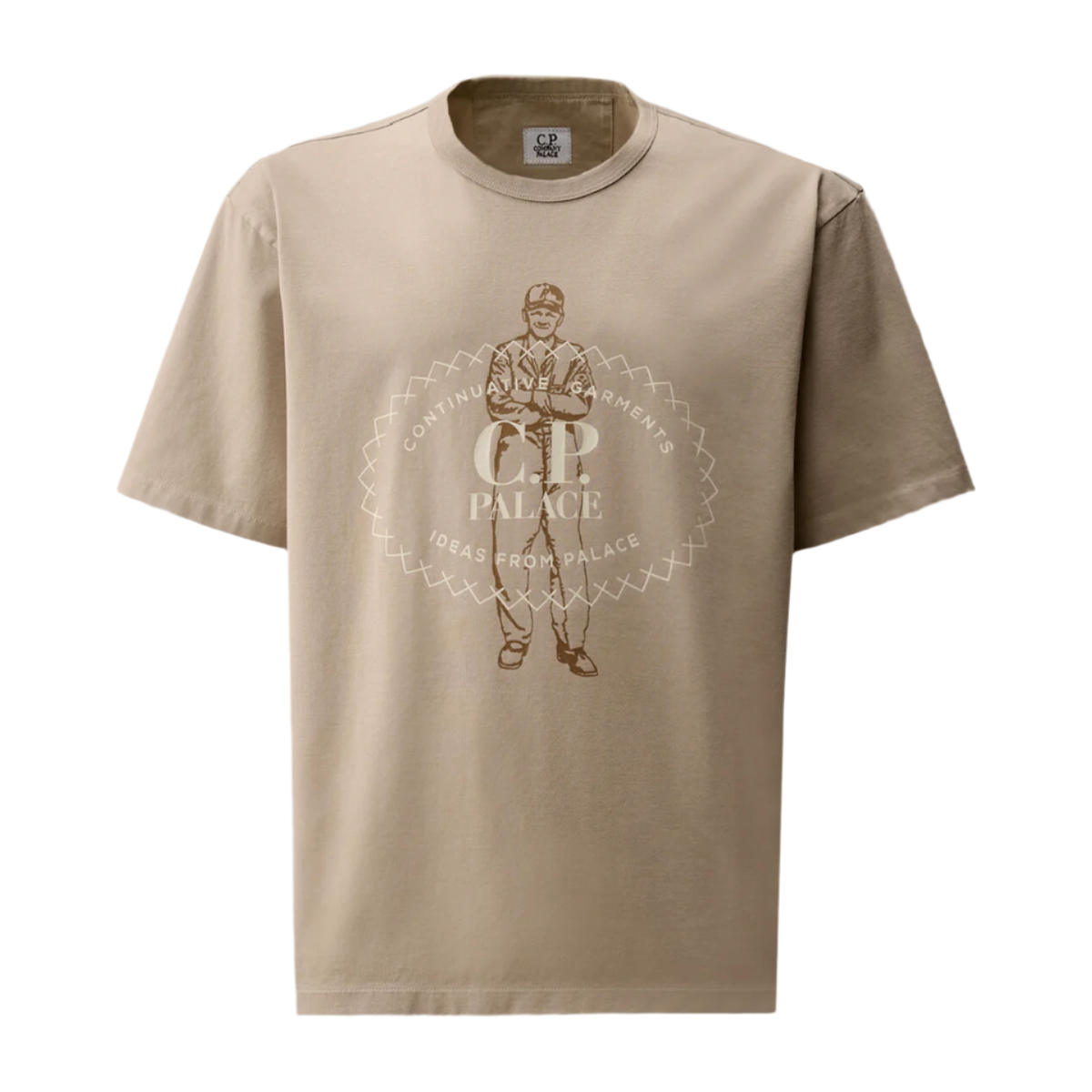 Palace x C.P. Company Mercerized Jersey 30/2 Twisted T-Shirt Stone 