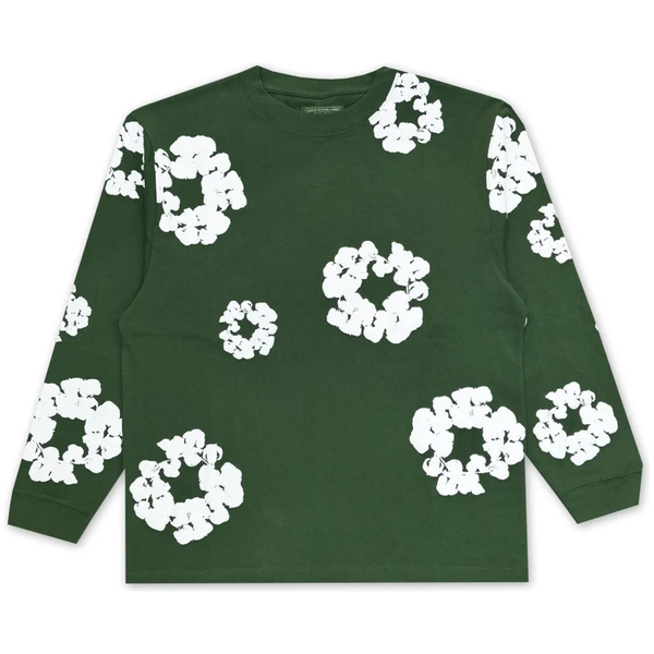 Denim Tears ラガーシャツ Denim Tears Long Sleeve Cotton Wreath T-shirt Green | Denim Tears