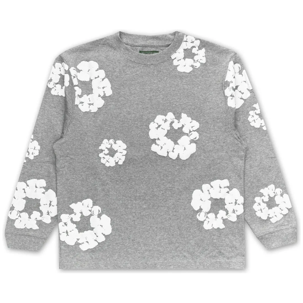Denim Tears Long Sleeve Cotton Wreath T-shirt Grey | Denim Tears