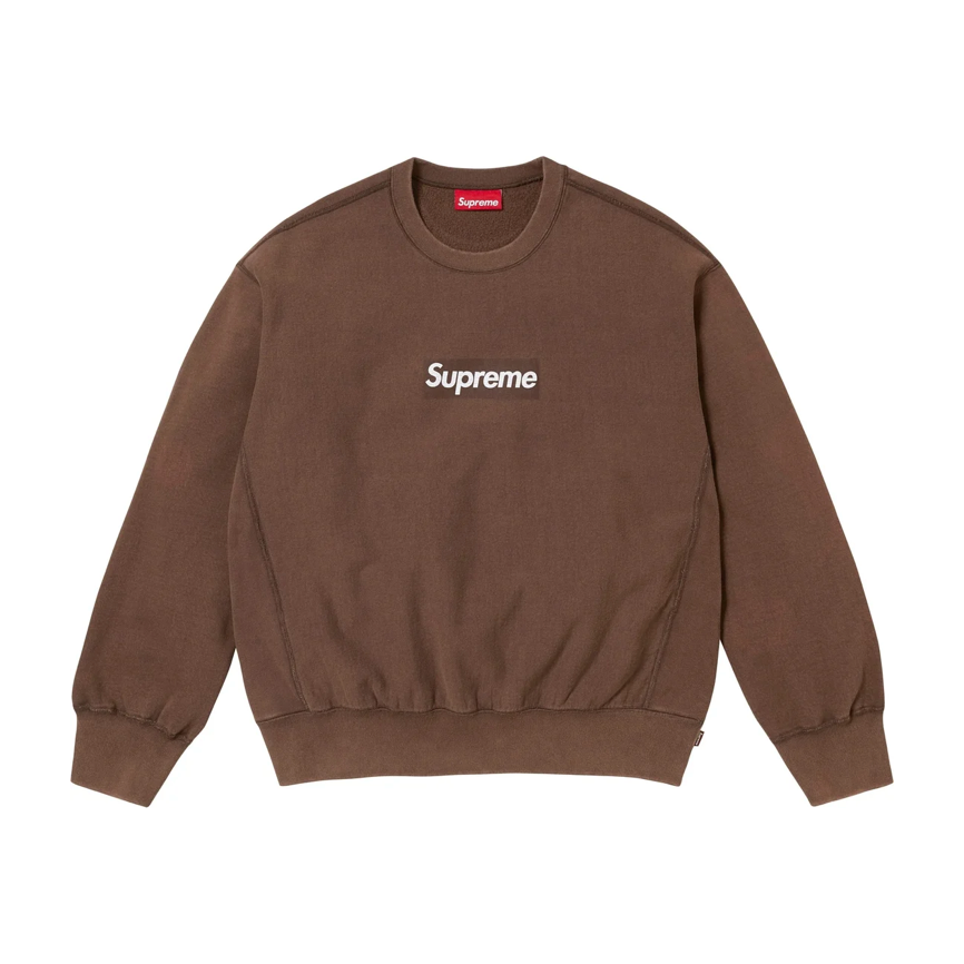 トップス Supreme Box Logo Crewneck Brown 22FW Supreme Washed Box Logo Crewneck Brown | Supreme | KershKicks