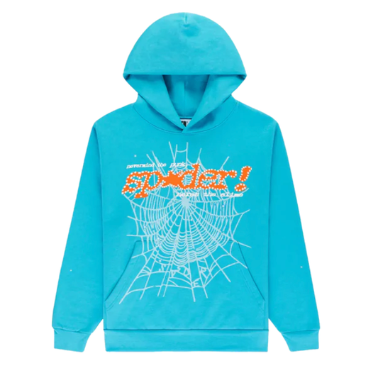 Sp5der Punk V2 Hoodie Cyan