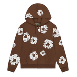 DENIM TEARS COTTON WREATH ZIP HOODIE BROWN