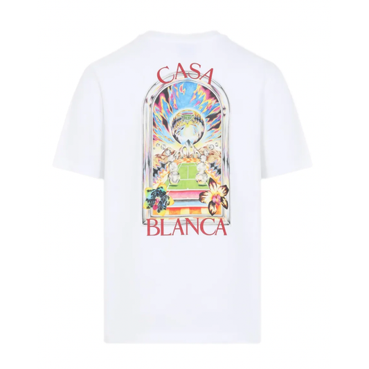 Casablanca White Tennis Landscape Short Sleeve T‑Shirt
