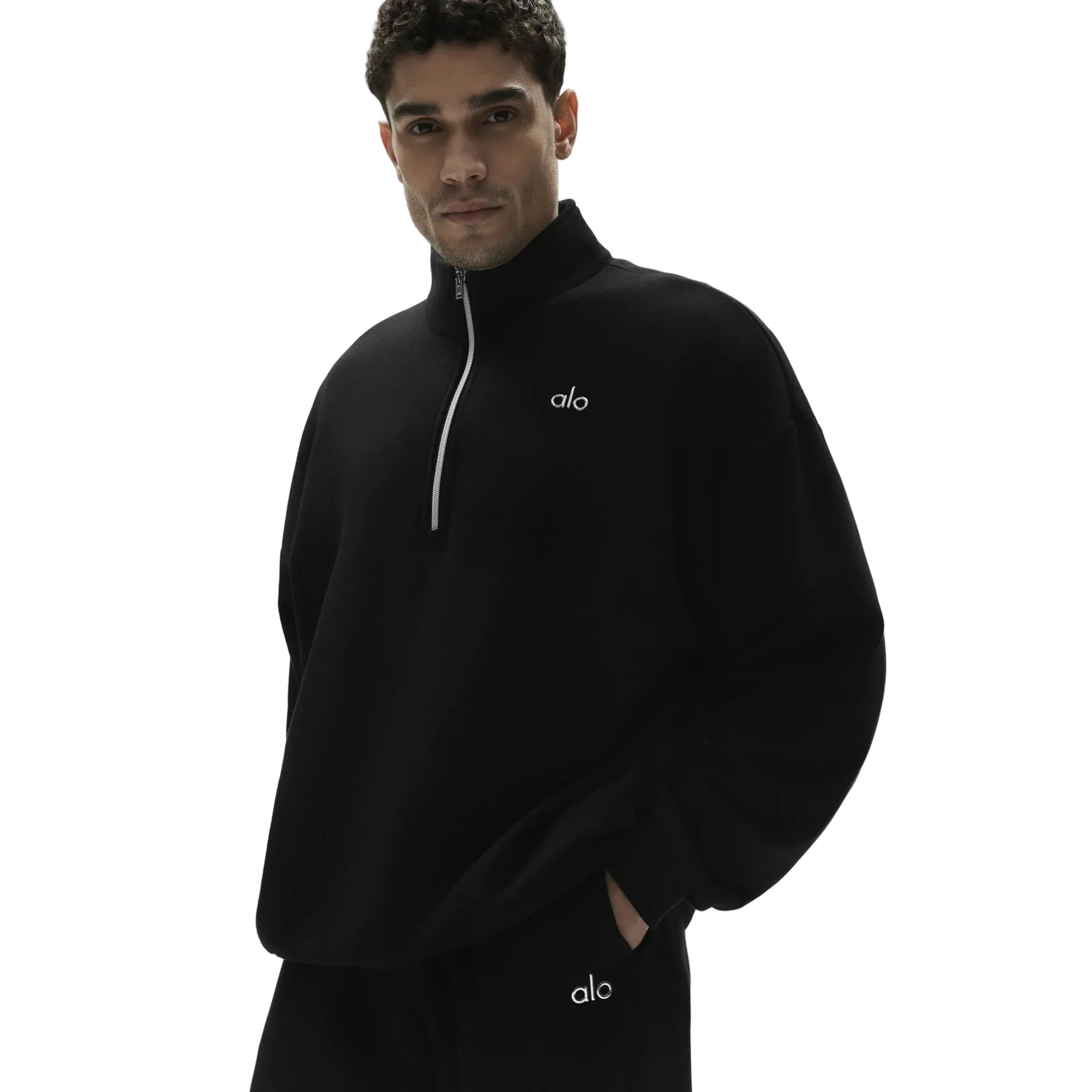 ALO Yoga Accolade 1/4 Zip Black Sweatshirt | ALO | KershKicks