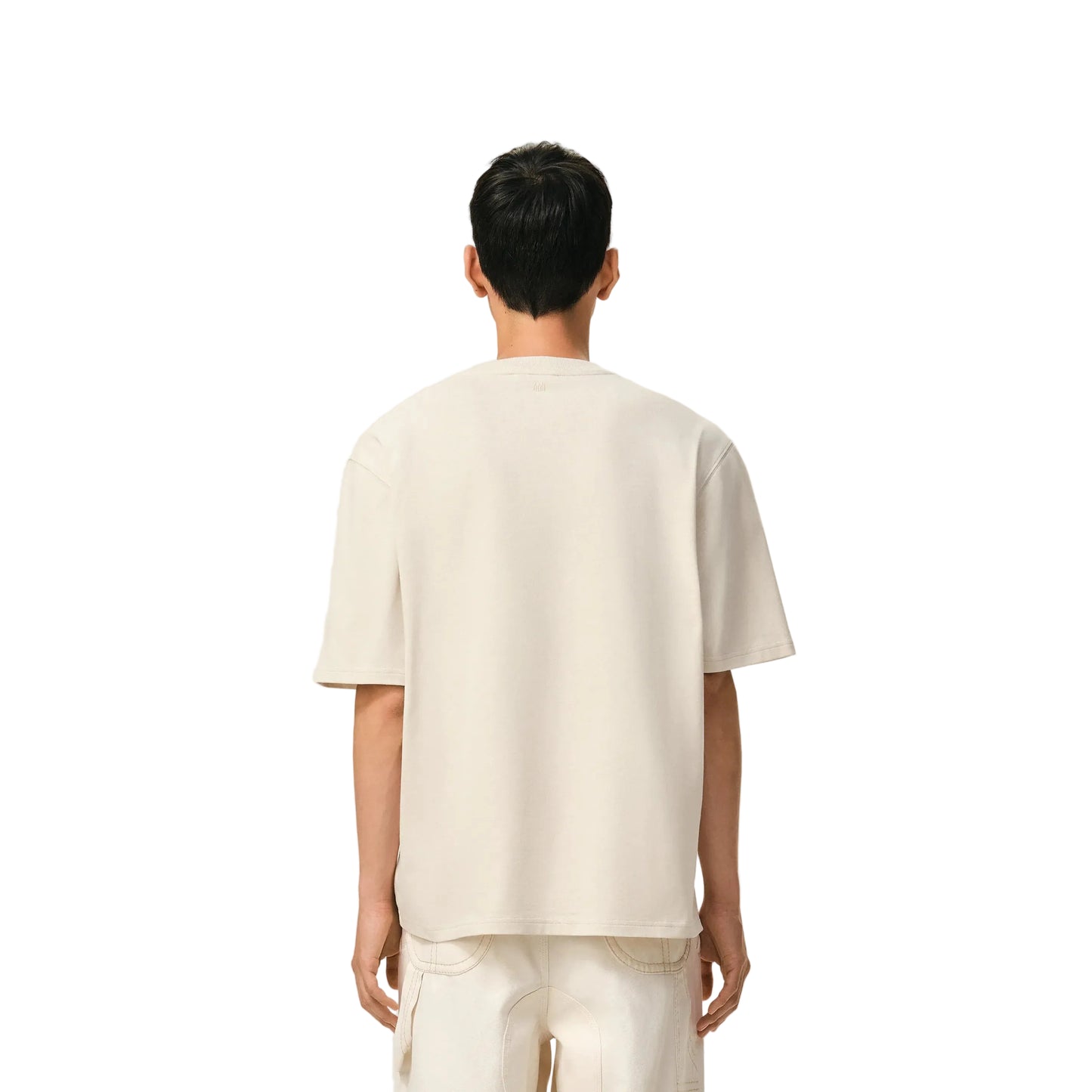 AMI Paris Cotton Zigzag Logo T-Shirt Cream/Red