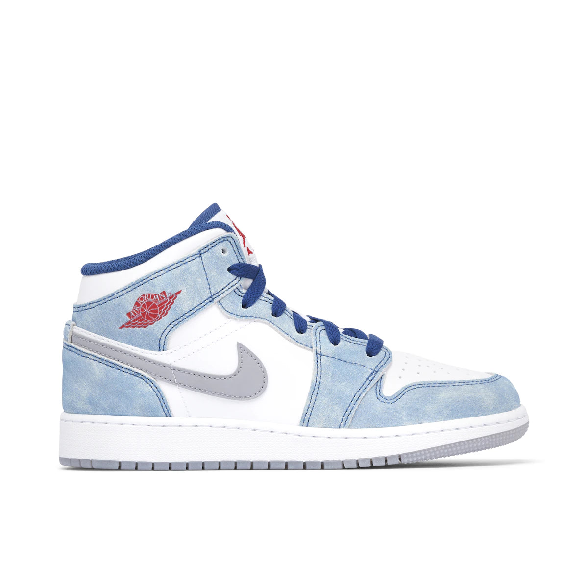 Jordan 1 Mid SE French Blue Light Steel (GS) by Jordan's in Shoes. Available at KershKicks for £125.00. A must-have for fans of Jordan's looking to elevate their style with this Shoes.