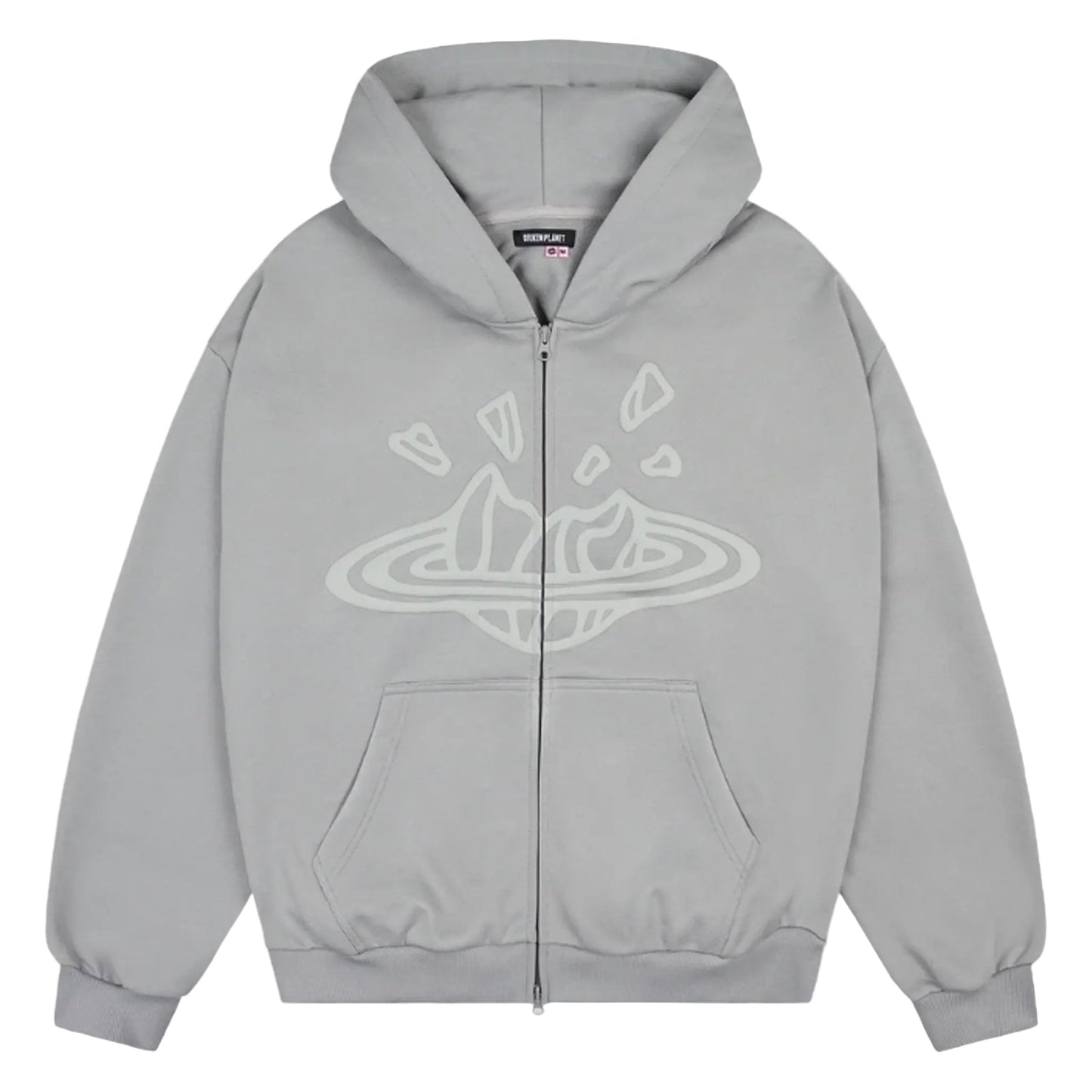 Broken Planet Zip Up Hoodie Gunmental Grey